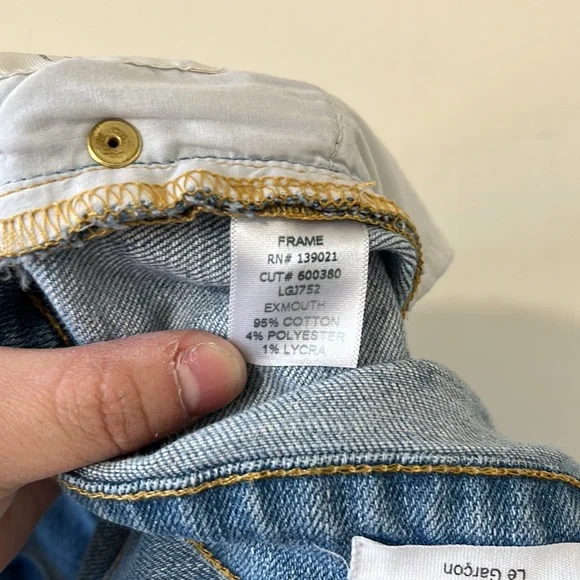 FRAME Le Garçon in Daphne Blue Super Stretch Mid Rise Boyfriend Denim Jeans 32 - Picture 12 of 12